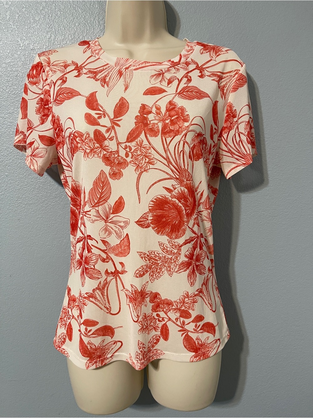 Avec Les Filles Floral Top Red White Fitted Y2K Coquette Cottagecore Medium
